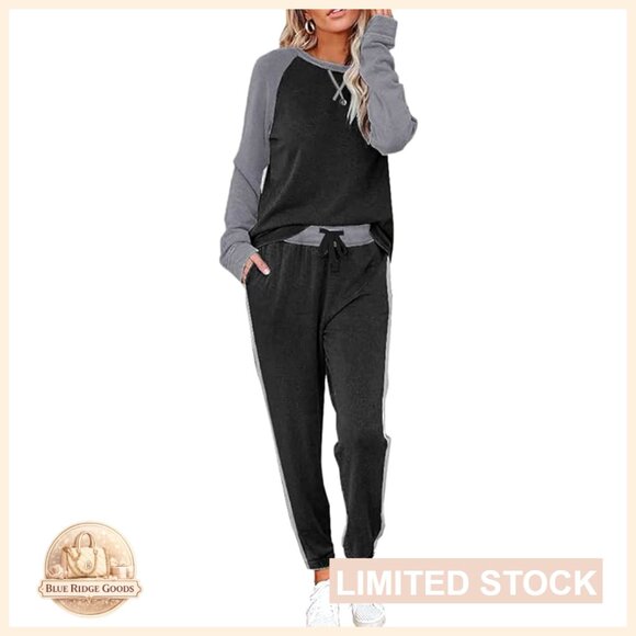 Long Sleeve Pajama Set Pullover Lounge Sleepwear Sweatshirt Pants Pockets